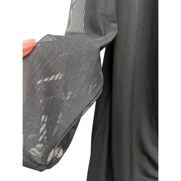 Chico's Black Chiffon Solid Ruched Cocktail Dress - Picture 5 of 9